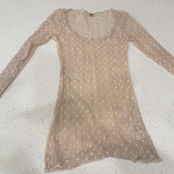 Free People Tops - Free People Cream Sheer Long Sleeve Shirt Small